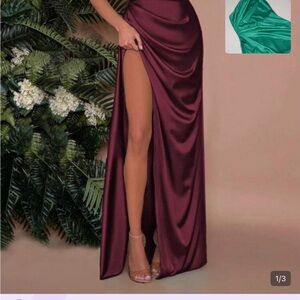SHEIN Burgundy Satin Maxi Dress